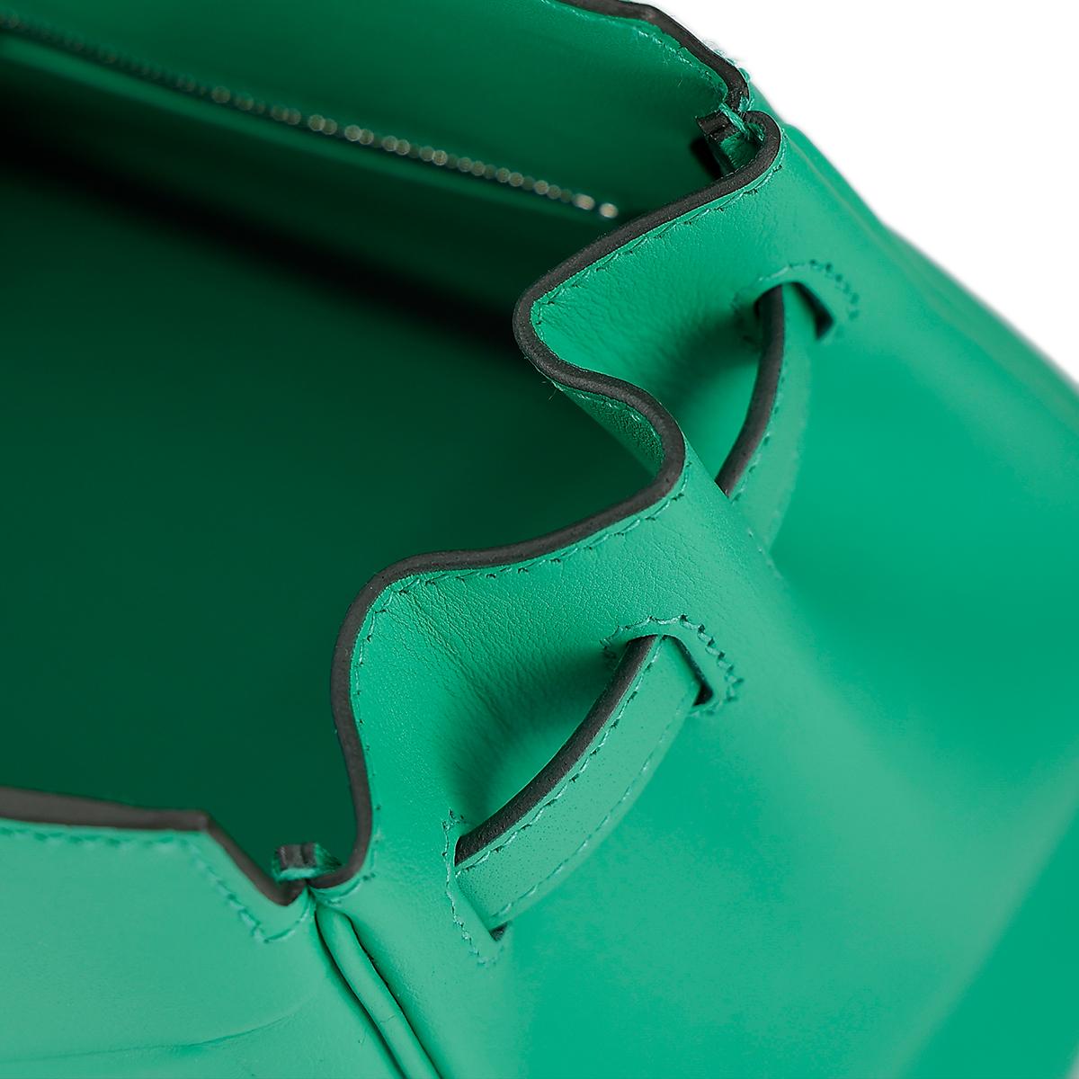 Unused ( Rank NS ) HERMÈS Limited Edition Shadow Birkin 25 handbag in Menthe Swift leather with Palladium hardware - 15