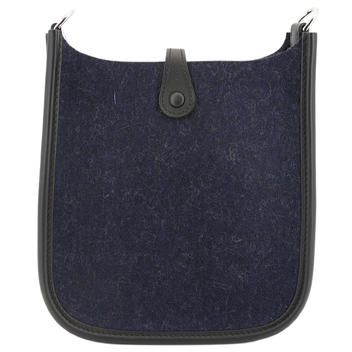 Brand New ( Rank N ) HERMÈS Mini Evelyne 16 Amazone 112cm Black (89) Bleu Nuit (2Z) Swift Feutre Palladium hardware Y (2020) - 3