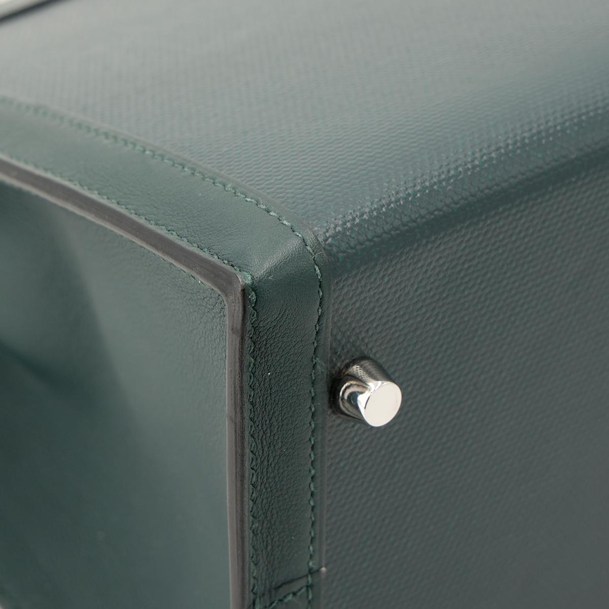 Unused ( Rank NS ) HERMÈS Kelly 32 Sellier Vert Cypress (6O) Swift Toile Berline canvas Palladium hardware D (2019) - 9