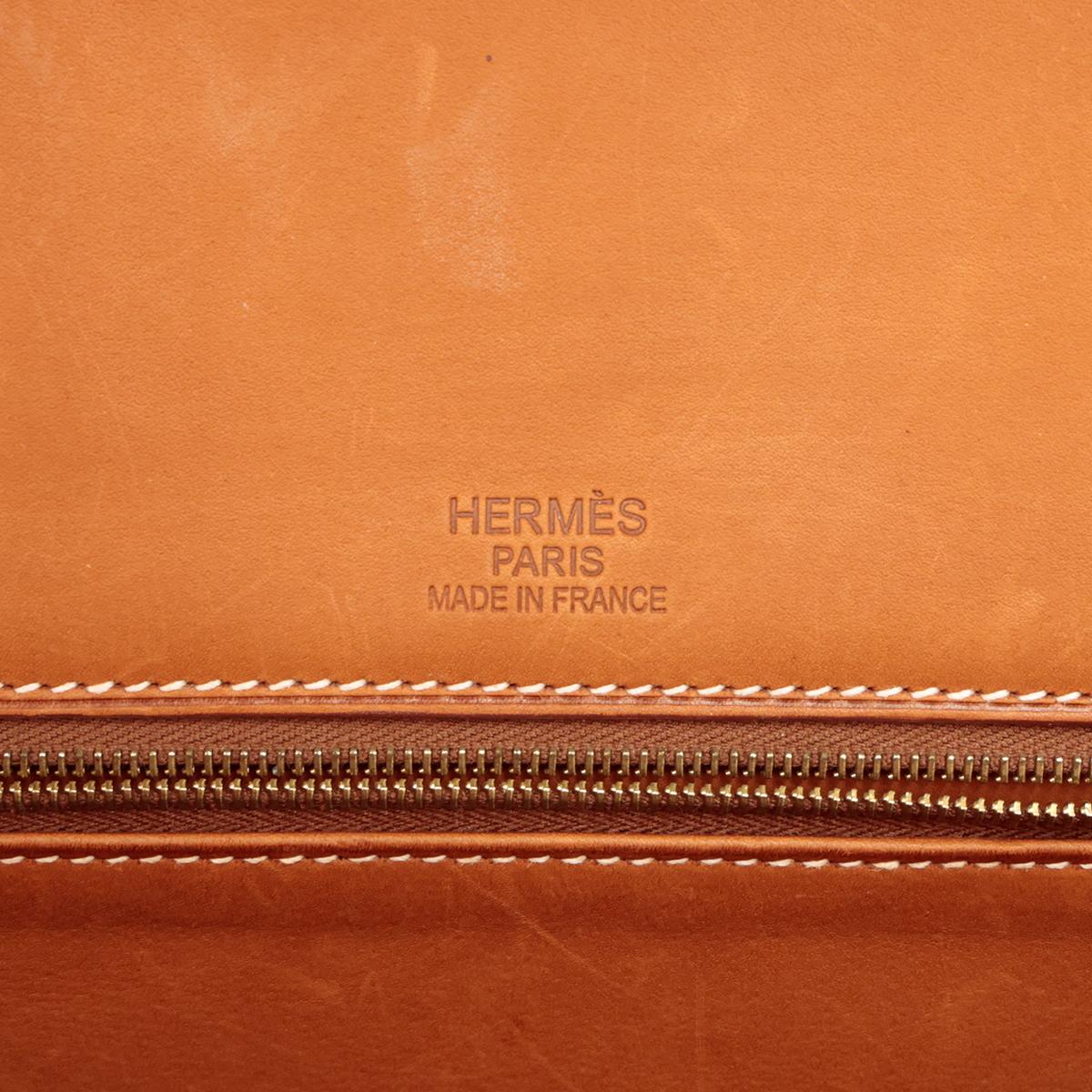 HERMÈS Limited Edition Birkin Flag 35 handbag in Ficelle, Orange and Fauve, Barenia leather and Toile H canvas with Permabrass hardware - 15