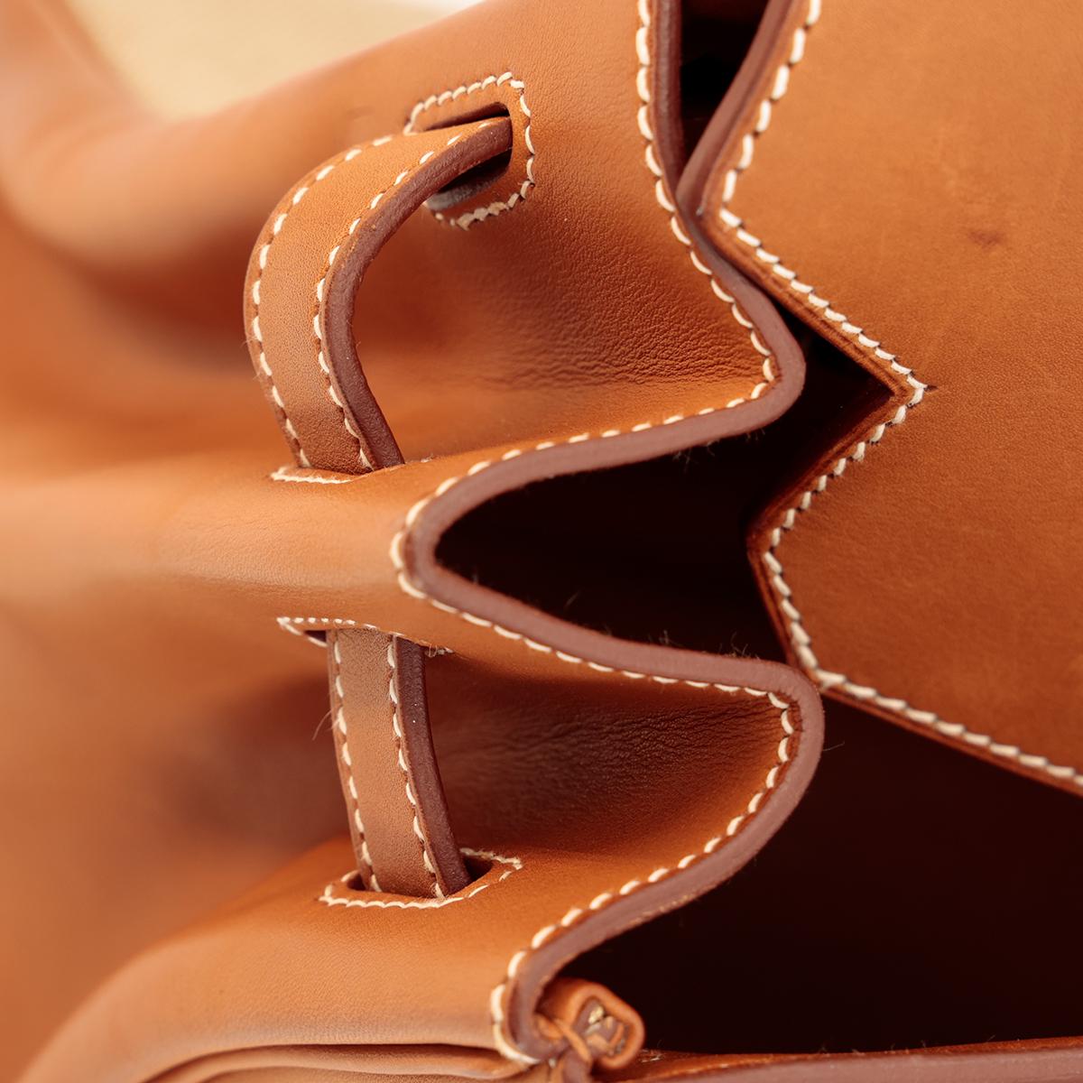 HERMÈS Limited Edition Birkin Flag 35 handbag in Ficelle, Orange and Fauve, Barenia leather and Toile H canvas with Permabrass hardware - 18