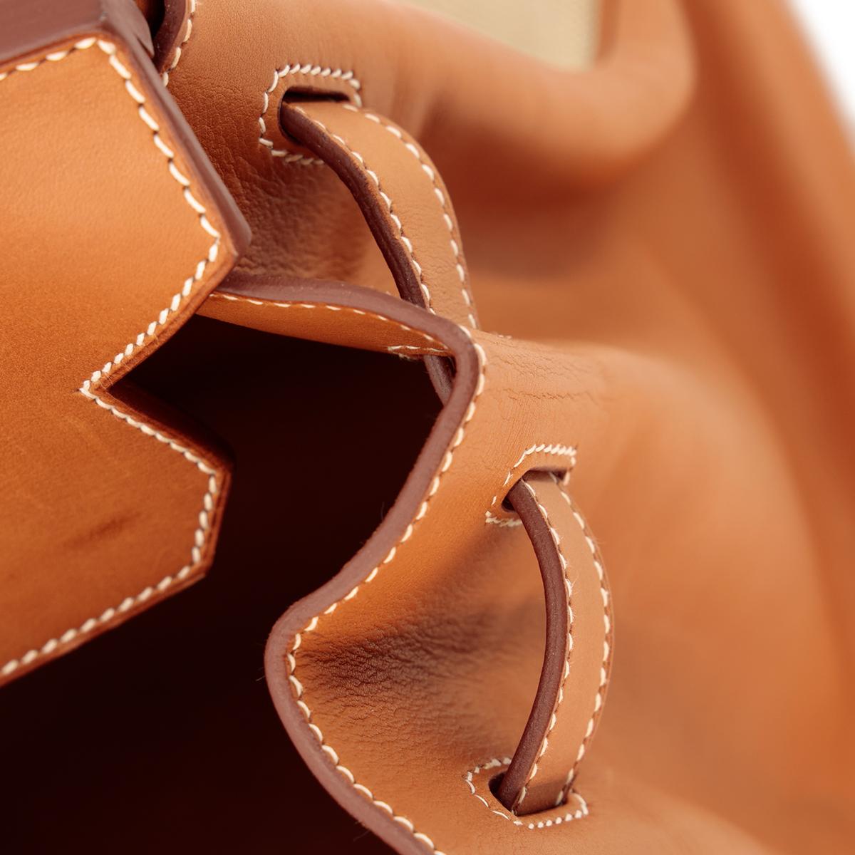 HERMÈS Limited Edition Birkin Flag 35 handbag in Ficelle, Orange and Fauve, Barenia leather and Toile H canvas with Permabrass hardware - 17