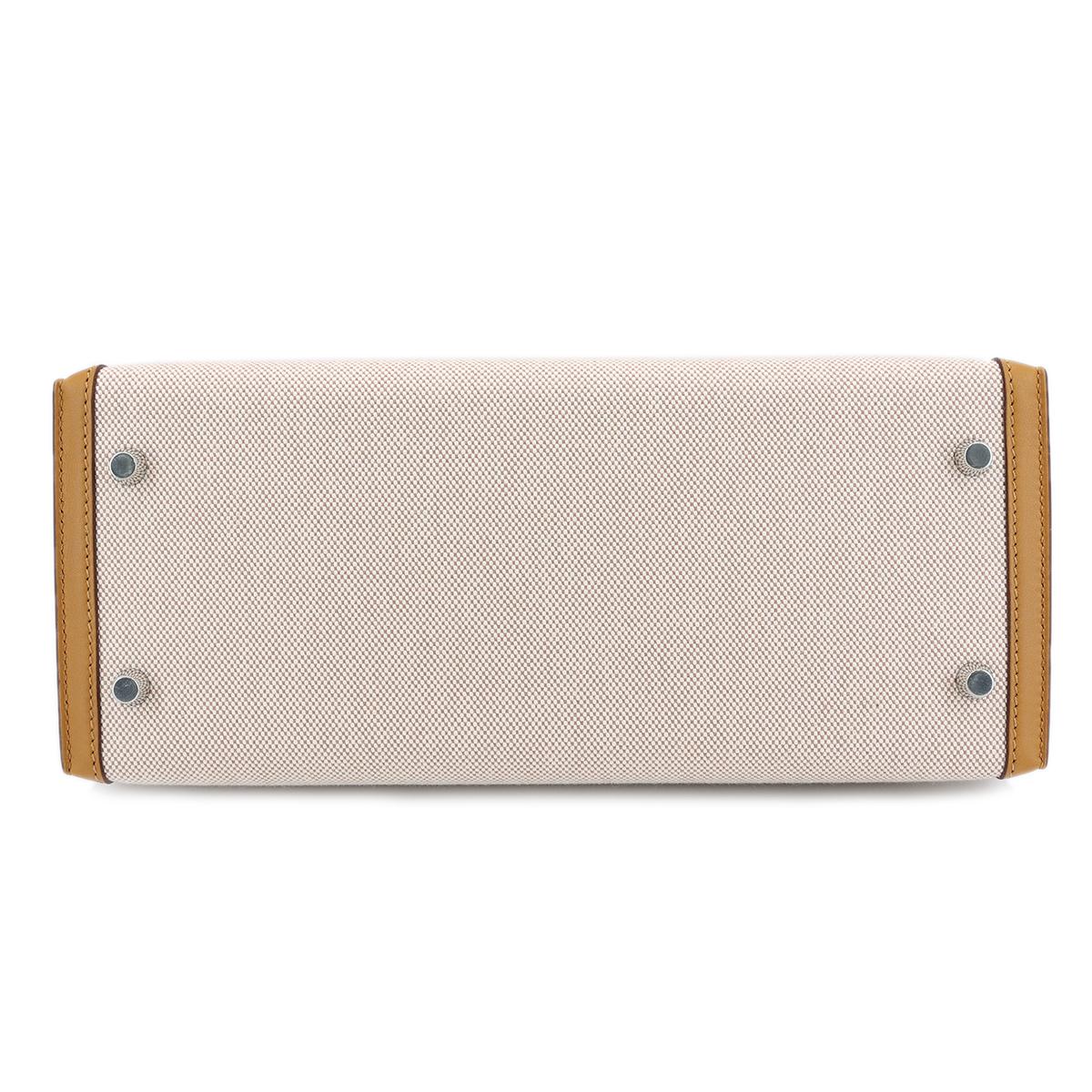 Brand New ( Rank N ) HERMÈS Limited Edition Kelly 28 Sellier Sesame (2S) Swift Toile H canvas Palladium hardware Z (2021) - 7