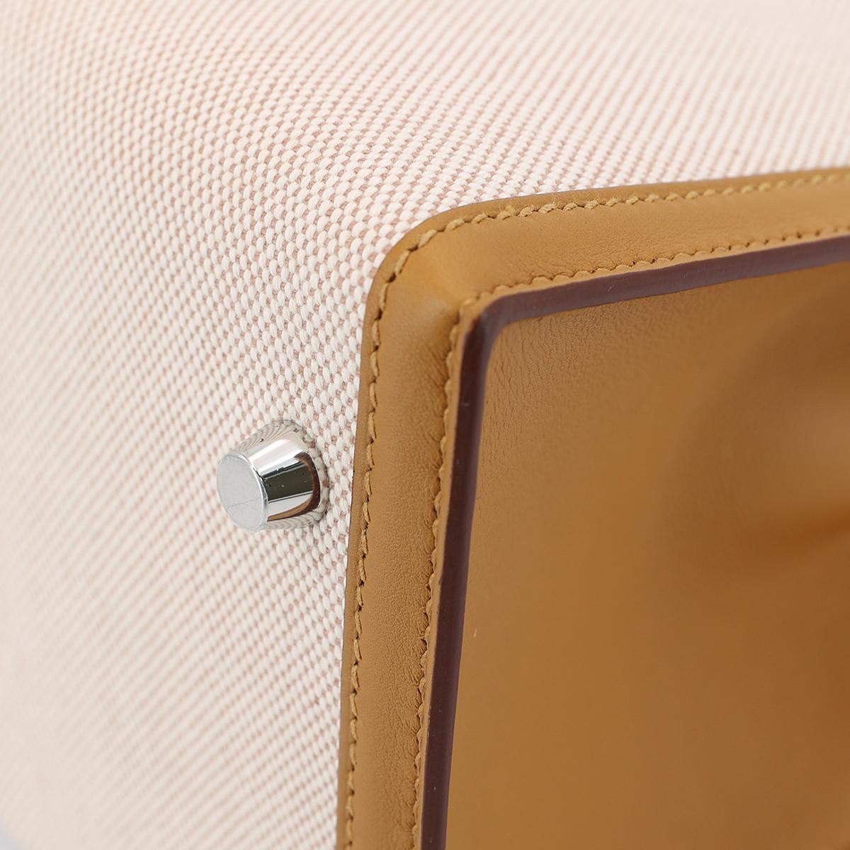 Brand New ( Rank N ) HERMÈS Limited Edition Kelly 28 Sellier Sesame (2S) Swift Toile H canvas Palladium hardware Z (2021) - 11