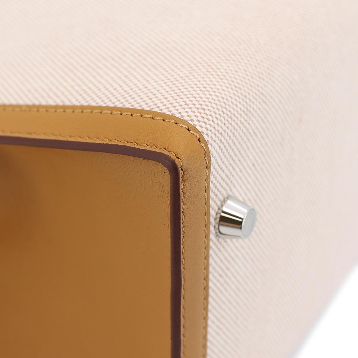 Brand New ( Rank N ) HERMÈS Limited Edition Kelly 28 Sellier Sesame (2S) Swift Toile H canvas Palladium hardware Z (2021) - 10