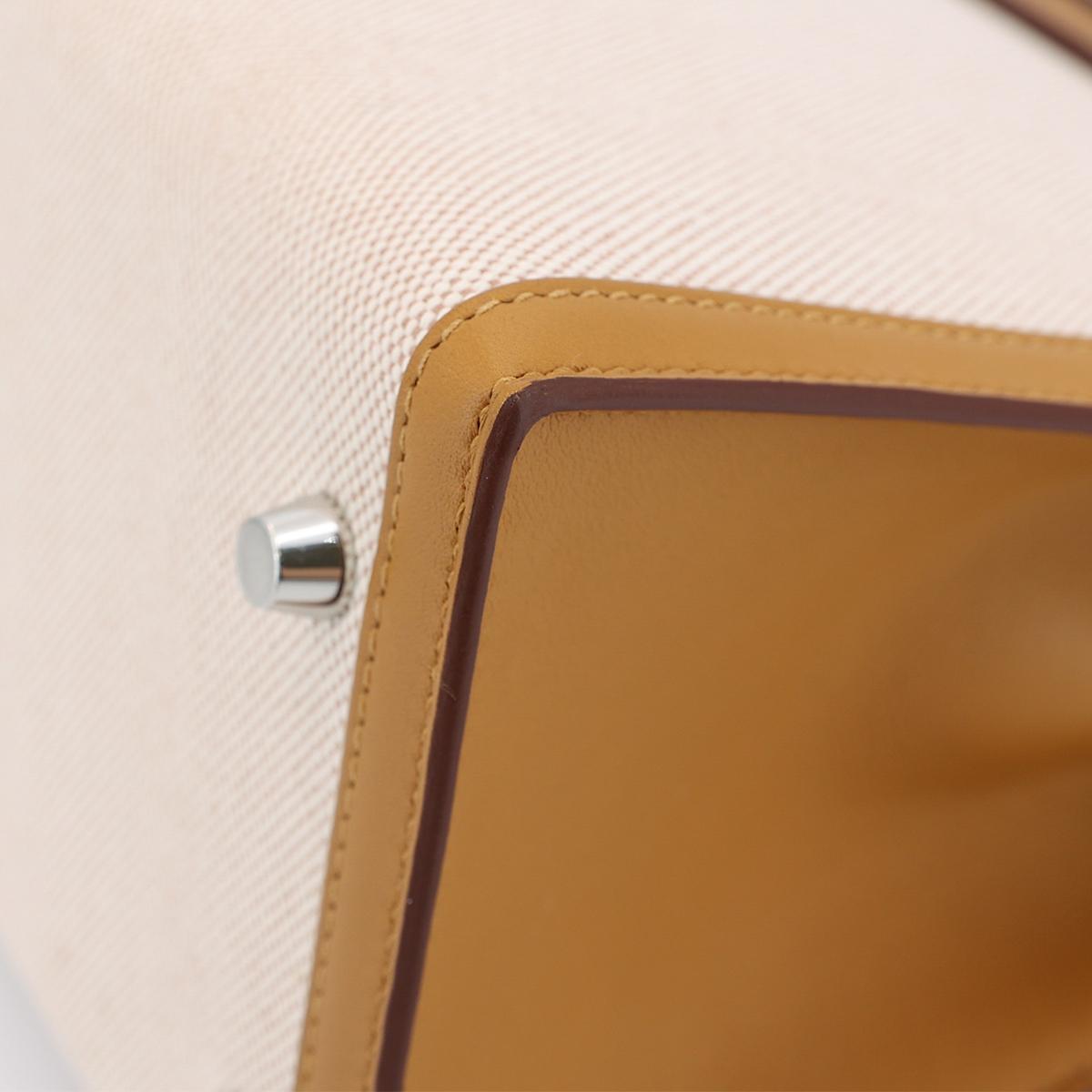 Brand New ( Rank N ) HERMÈS Limited Edition Kelly 28 Sellier Sesame (2S) Swift Toile H canvas Palladium hardware Z (2021) - 9