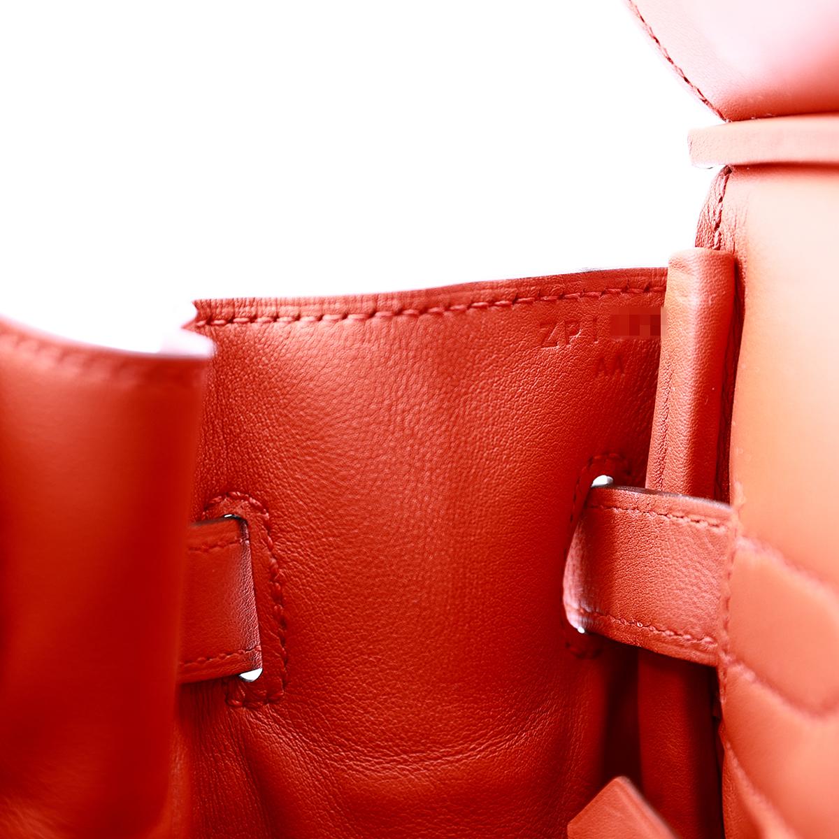 HERMÈS Limited Edition Birkin Quadrille 30 handbag in Tri-color Toile Quadrille canvas and Sanguine Swift leather with Palladium hardware - 17