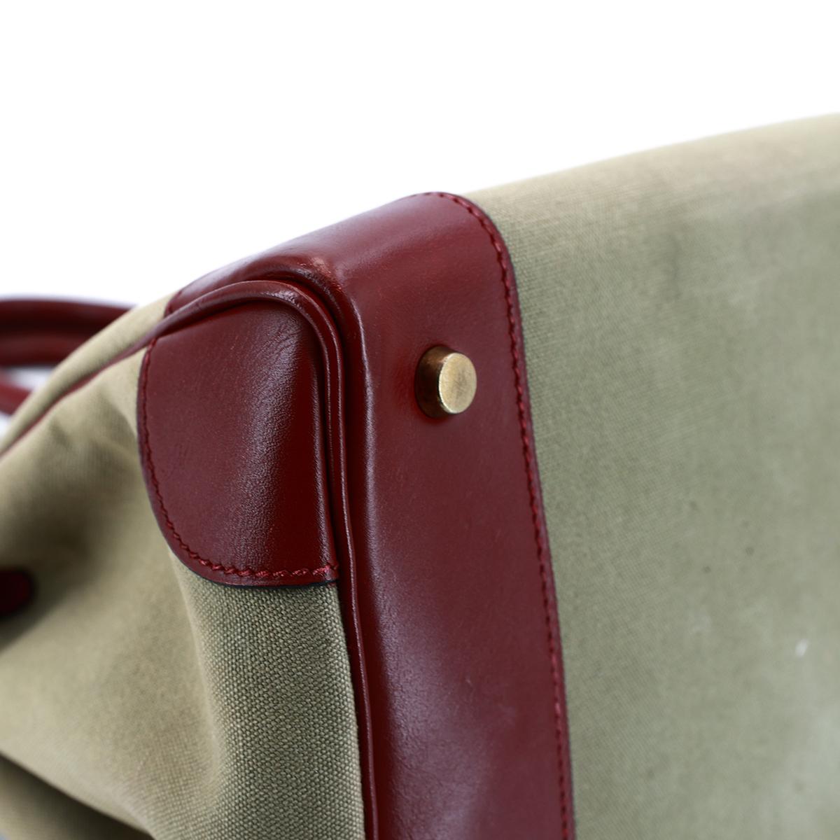 HERMÈS Birkin 35 handbag in Rouge H Box calfskin and Canvas with Gold hardware - 10