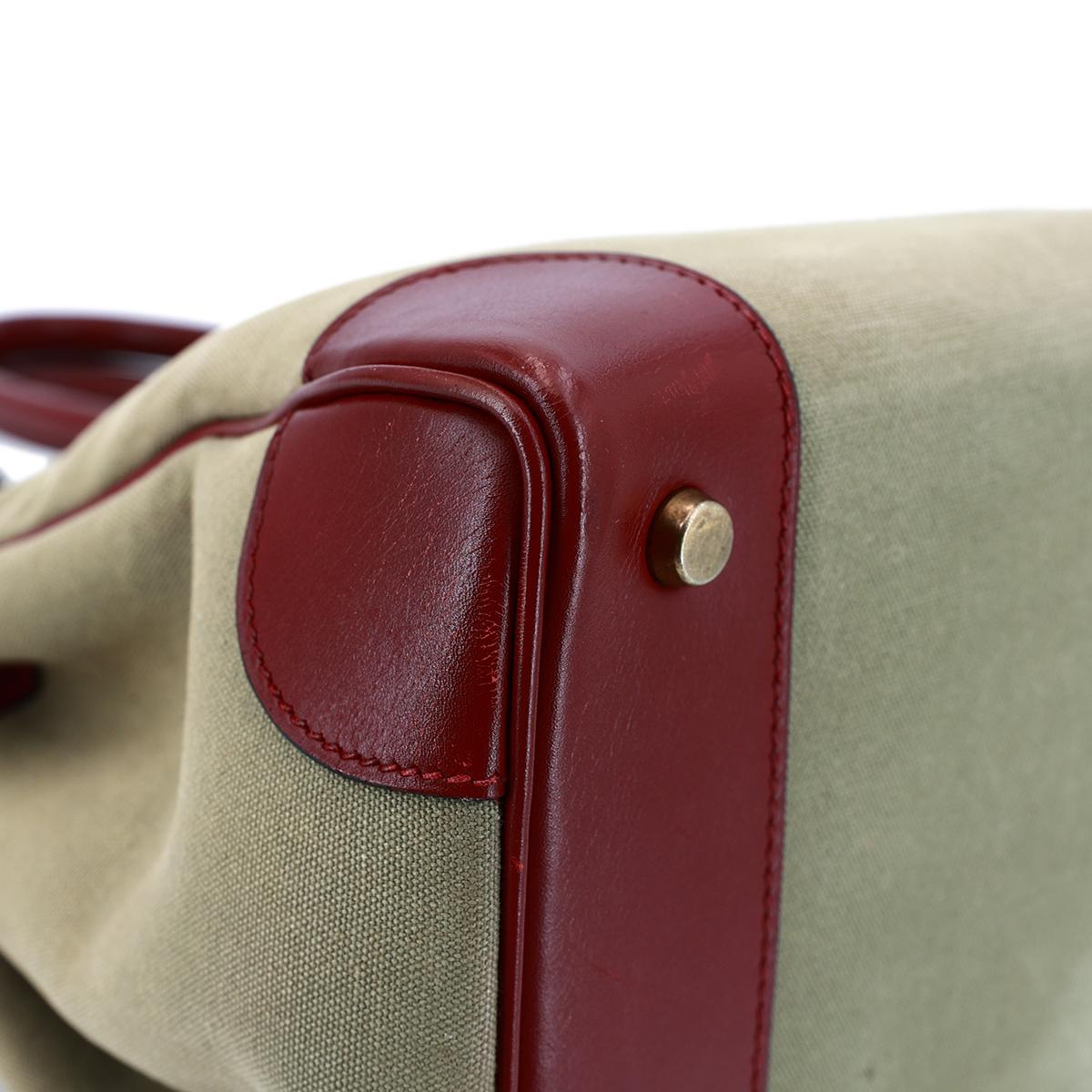 HERMÈS Birkin 35 handbag in Rouge H Box calfskin and Canvas with Gold hardware - 9