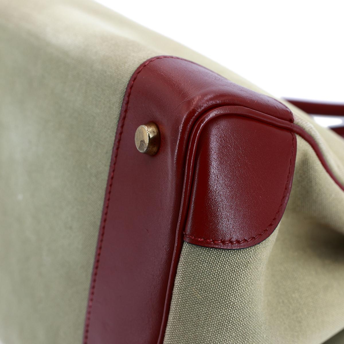 HERMÈS Birkin 35 handbag in Rouge H Box calfskin and Canvas with Gold hardware - 8