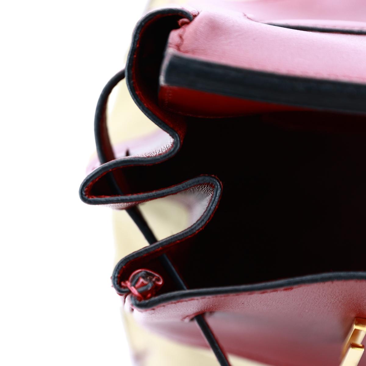 HERMÈS Birkin 35 handbag in Rouge H Box calfskin and Canvas with Gold hardware - 17