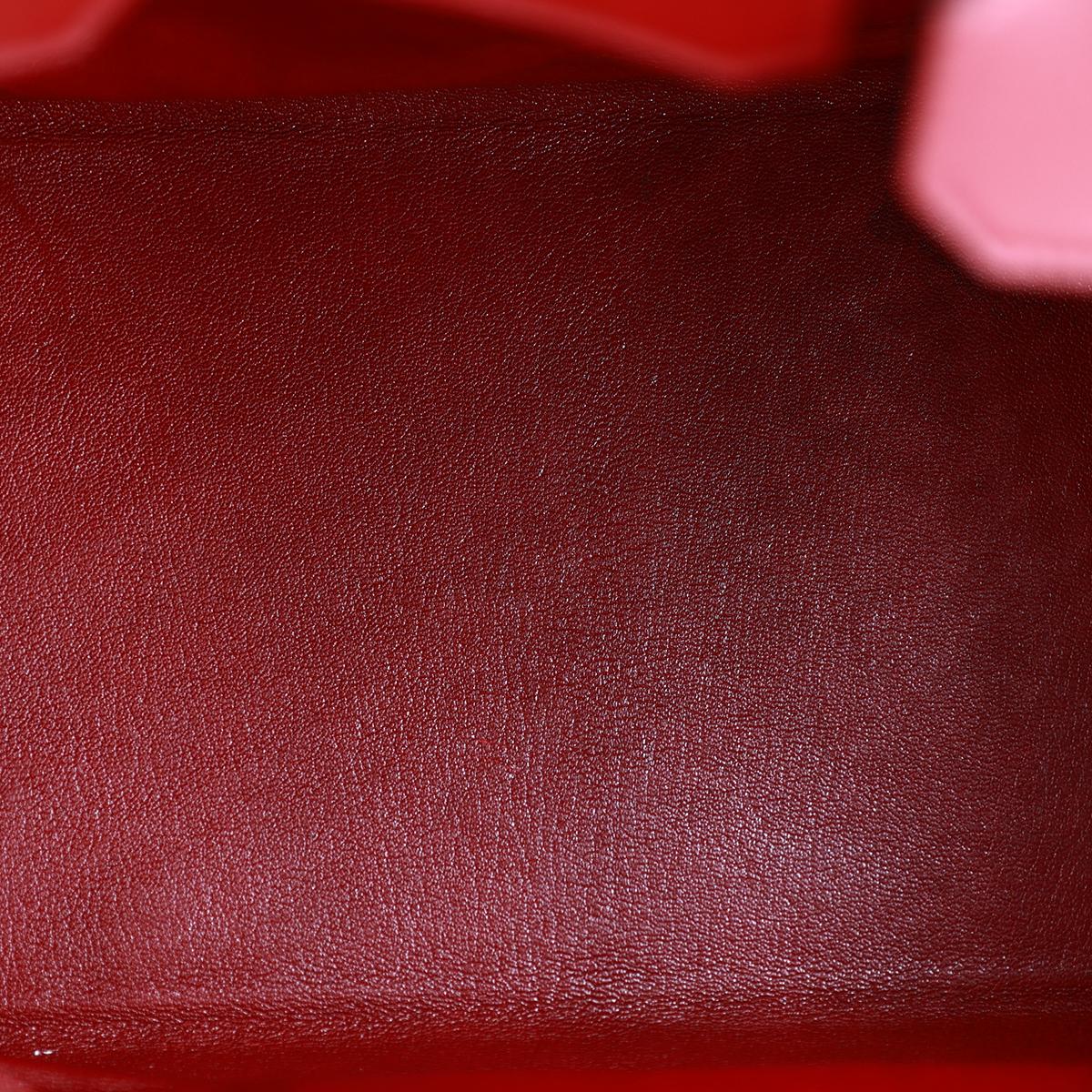 HERMÈS Birkin 35 handbag in Rouge H Box calfskin and Canvas with Gold hardware - 15