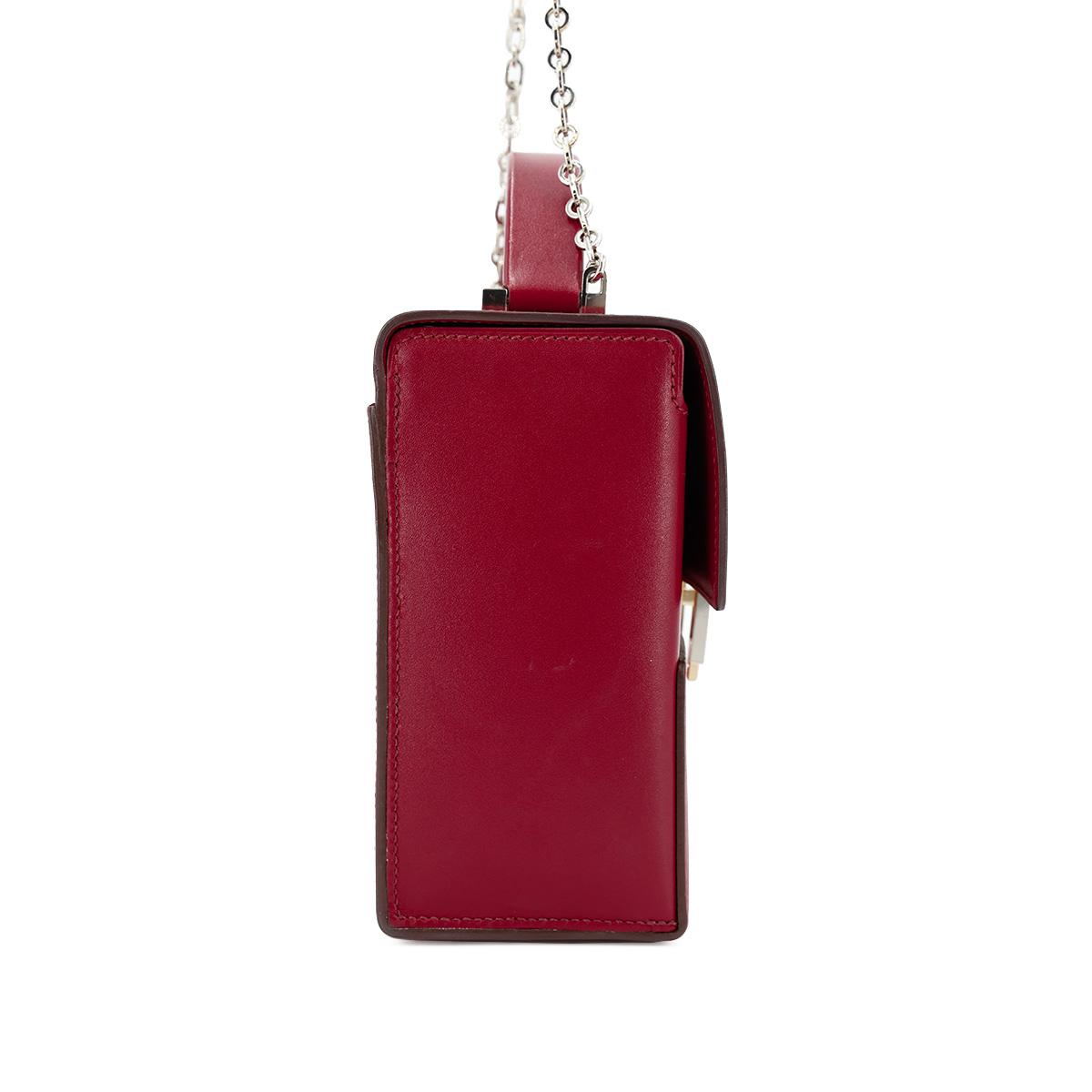 HERMÈS Cinhetic Box Bag in Rubis Tadelakt leather with Palladium hardware - 5