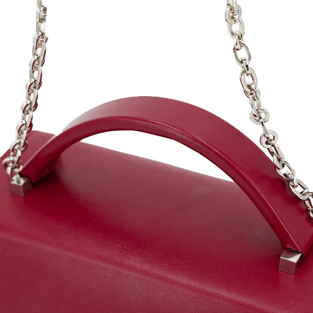 HERMÈS Cinhetic Box Bag in Rubis Tadelakt leather with Palladium hardware - 6