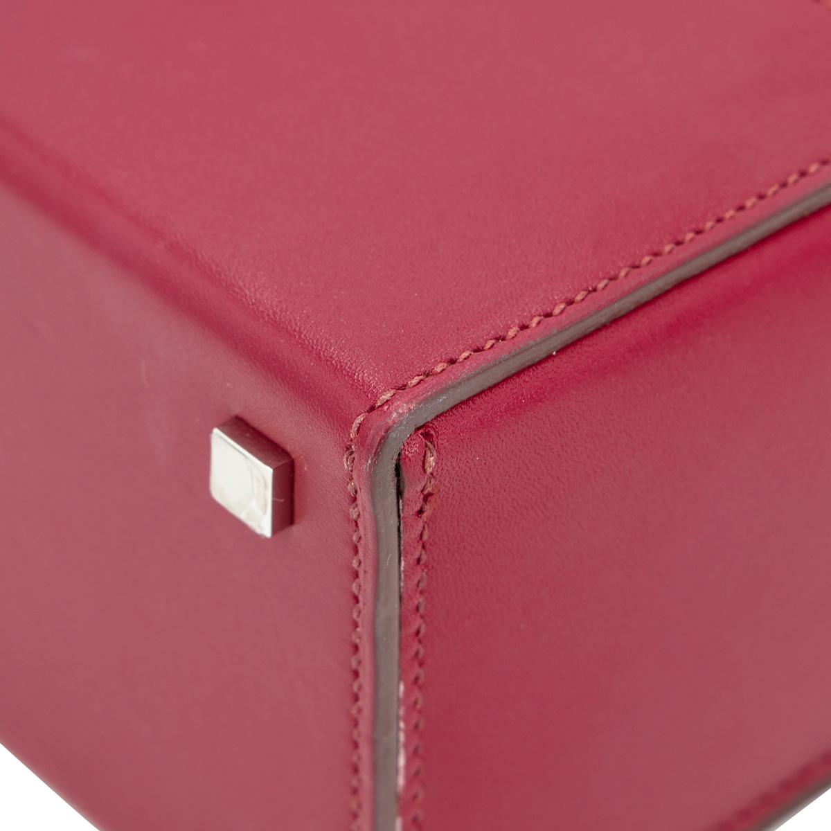 HERMÈS Cinhetic Box Bag in Rubis Tadelakt leather with Palladium hardware - 11