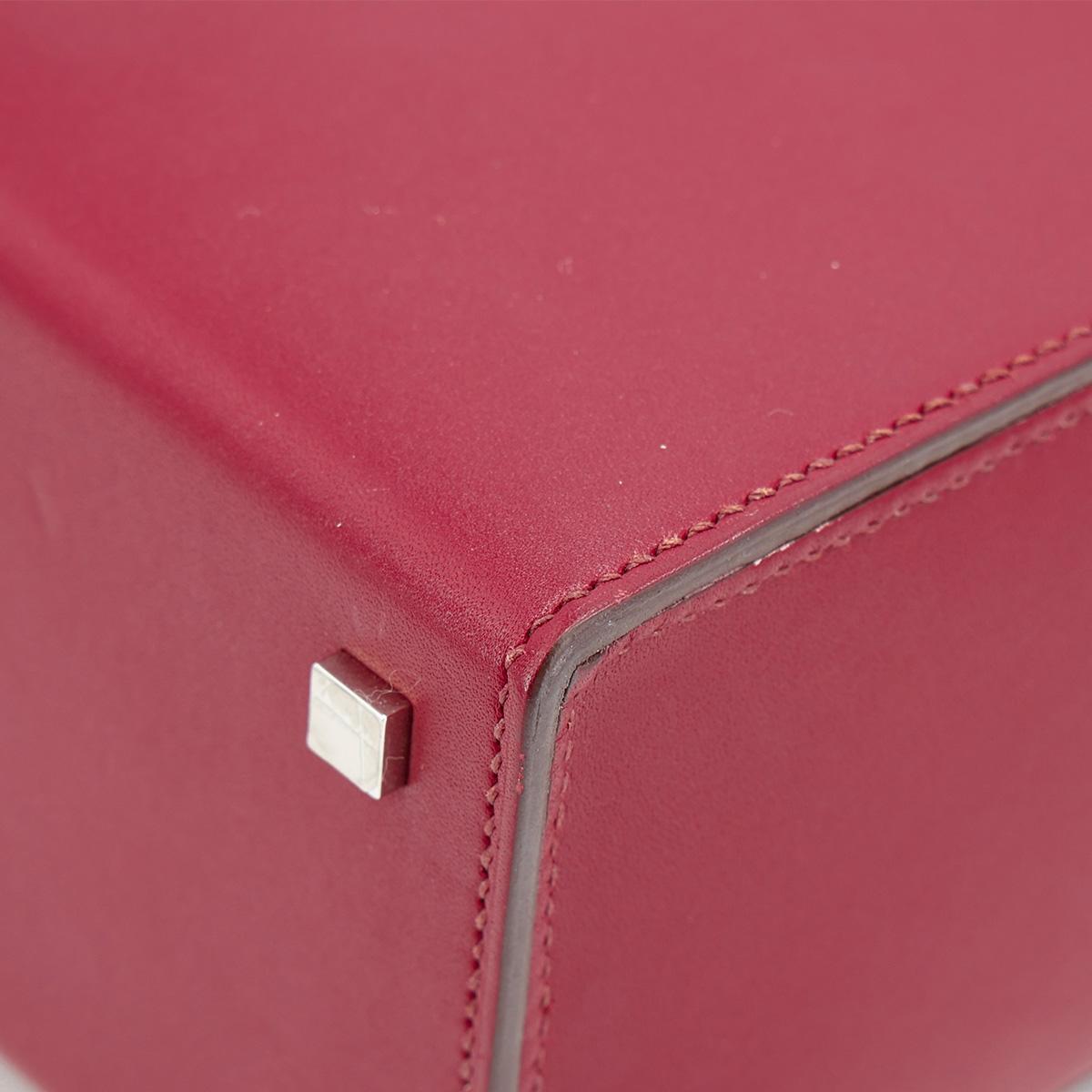 HERMÈS Cinhetic Box Bag in Rubis Tadelakt leather with Palladium hardware - 13