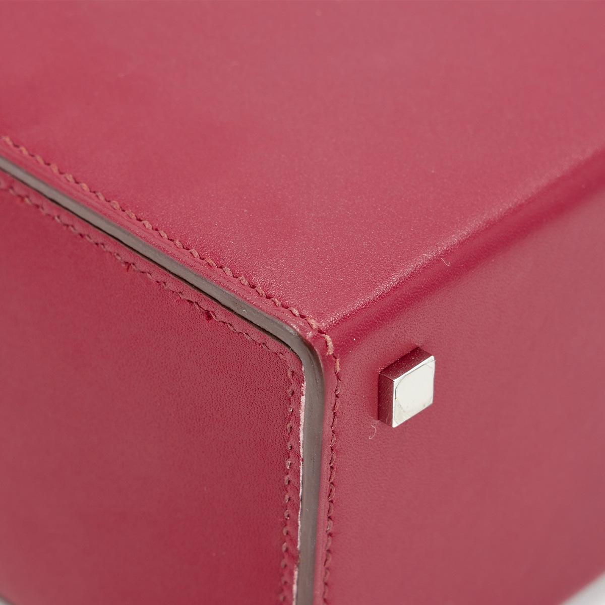 HERMÈS Cinhetic Box Bag in Rubis Tadelakt leather with Palladium hardware - 12