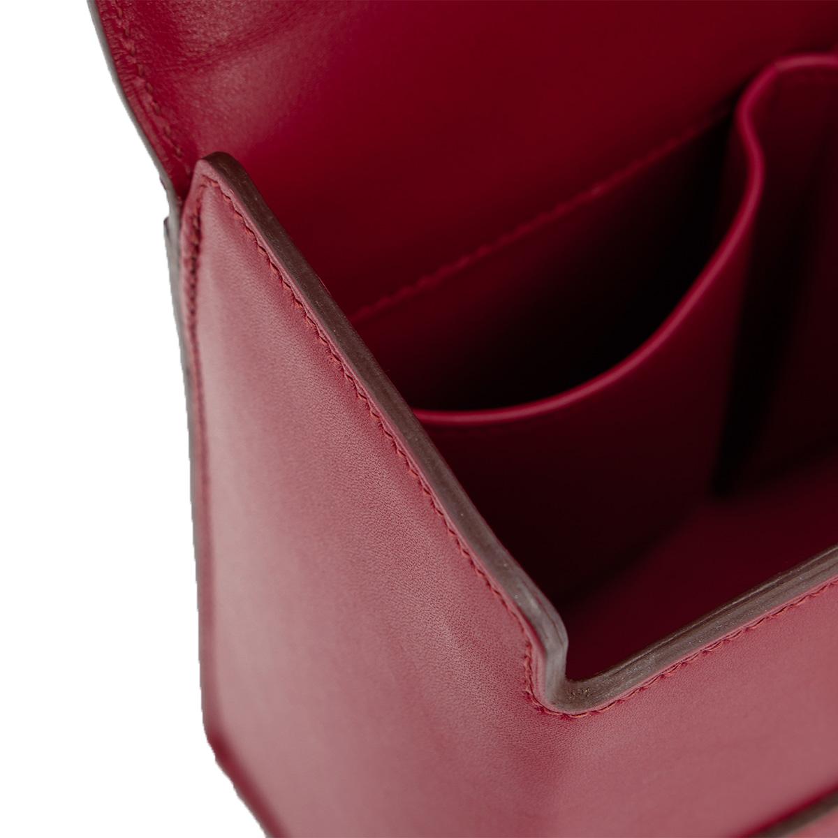 HERMÈS Cinhetic Box Bag in Rubis Tadelakt leather with Palladium hardware - 19