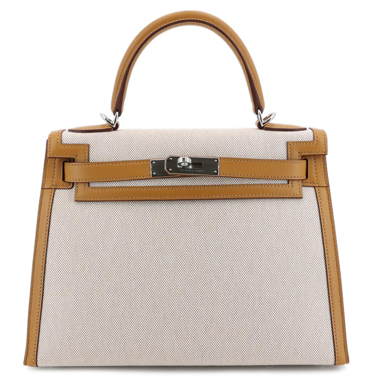 Brand New ( Rank N ) HERMÈS Limited Edition Kelly 28 Sellier Sesame (2S) Swift Toile H canvas Palladium hardware Z (2021) - 1