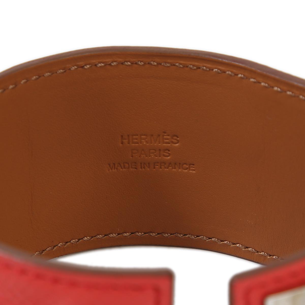 HERMÈS Collier De Chien bracelet in Rose Jaipur Epsom leather with Palladium hardware - 7