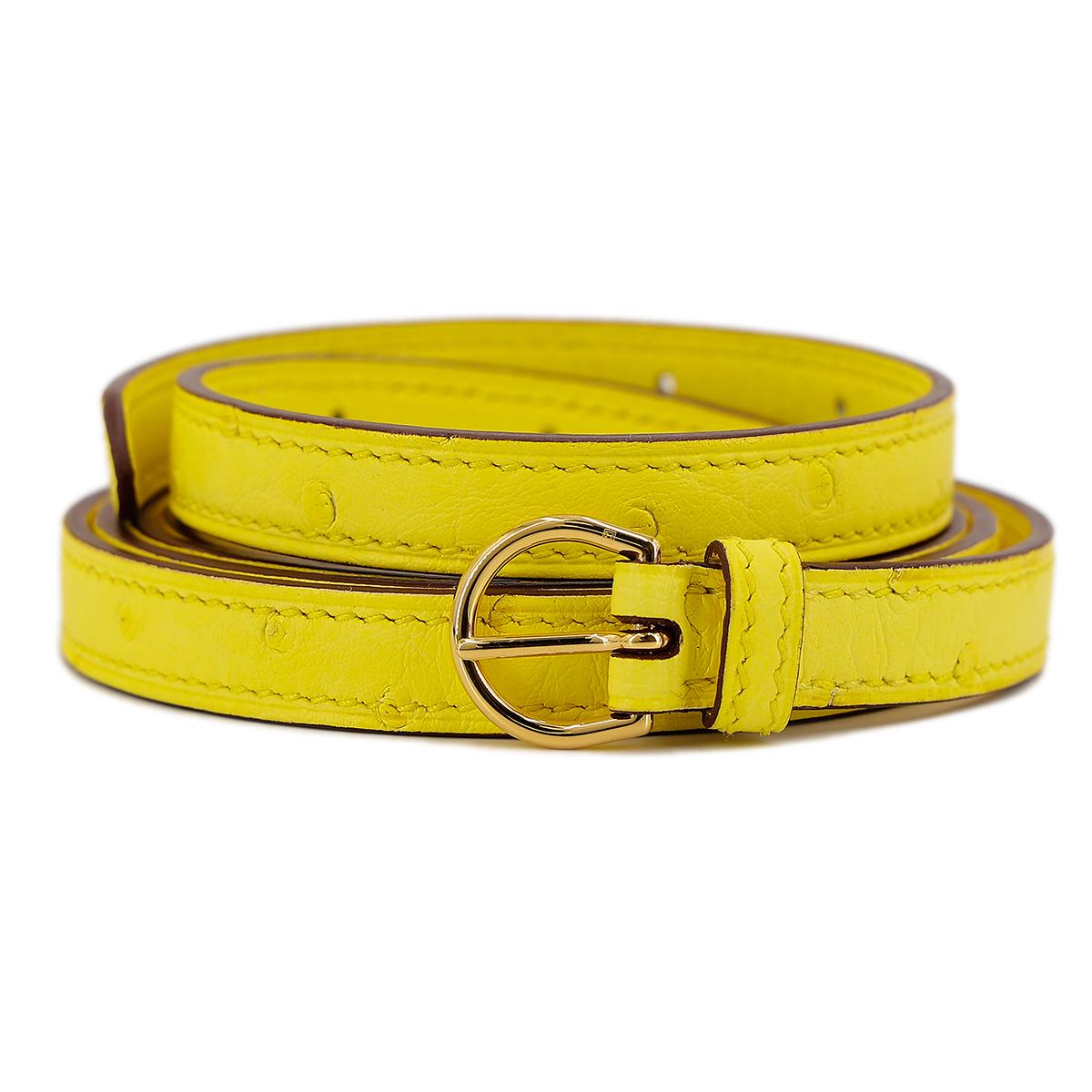 HERMÈS Ostrich Kelly Danse handbag in Jaune Citron with Gold hardware - 18