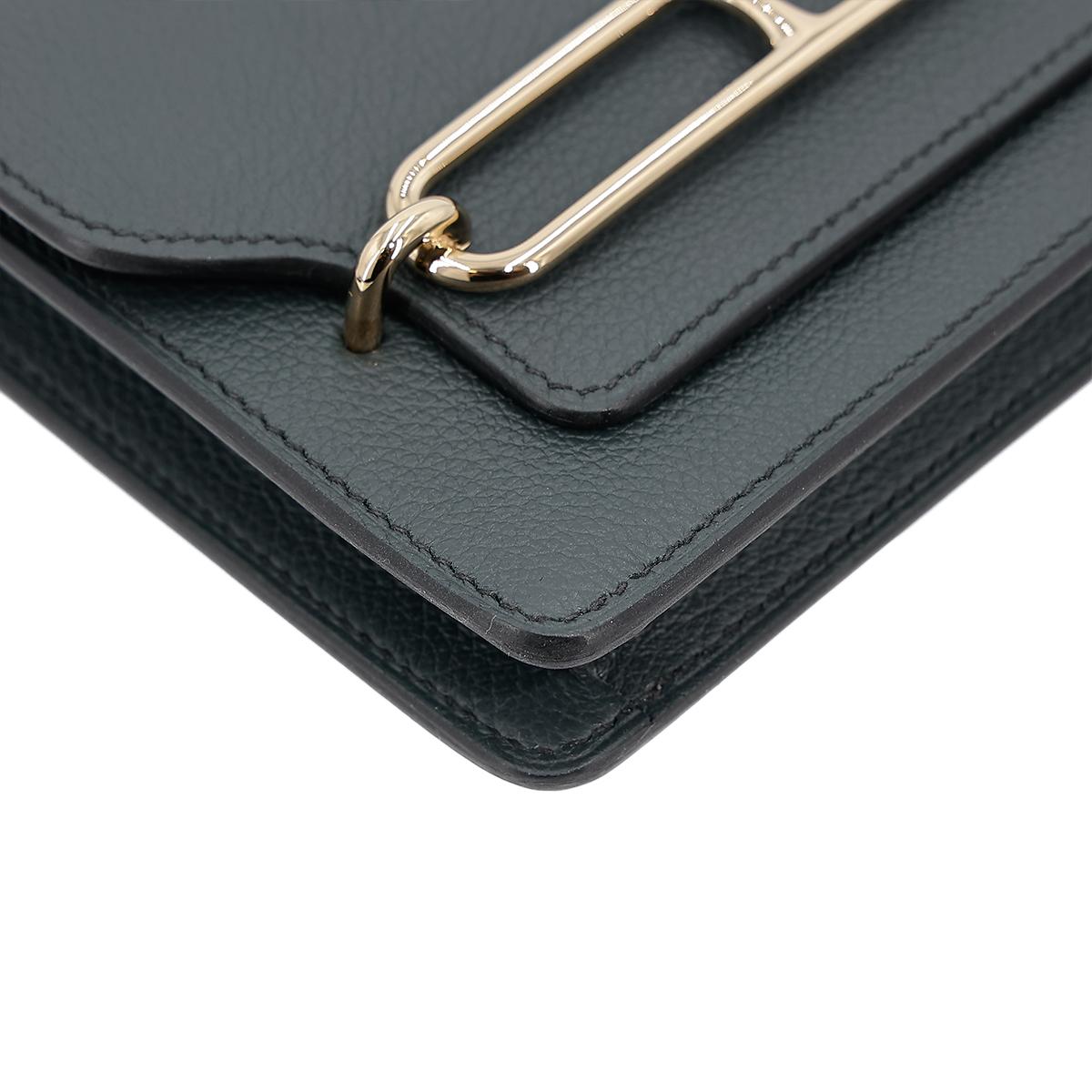 Brand New ( Rank N ) HERMÈS Roulis Slim Mauve Pale (09) Vert Rousseau (V0) Evercolor Permabrass hardware U (2022) - 9