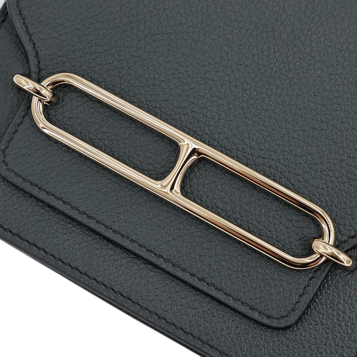 Brand New ( Rank N ) HERMÈS Roulis Slim Mauve Pale (09) Vert Rousseau (V0) Evercolor Permabrass hardware U (2022) - 13