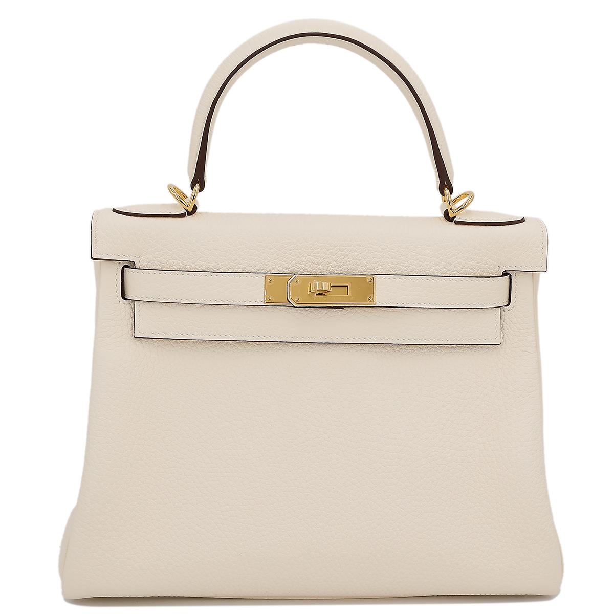 HERMÈS Kelly 28 handbag in Nata Clemence leather with Gold hardware - 1