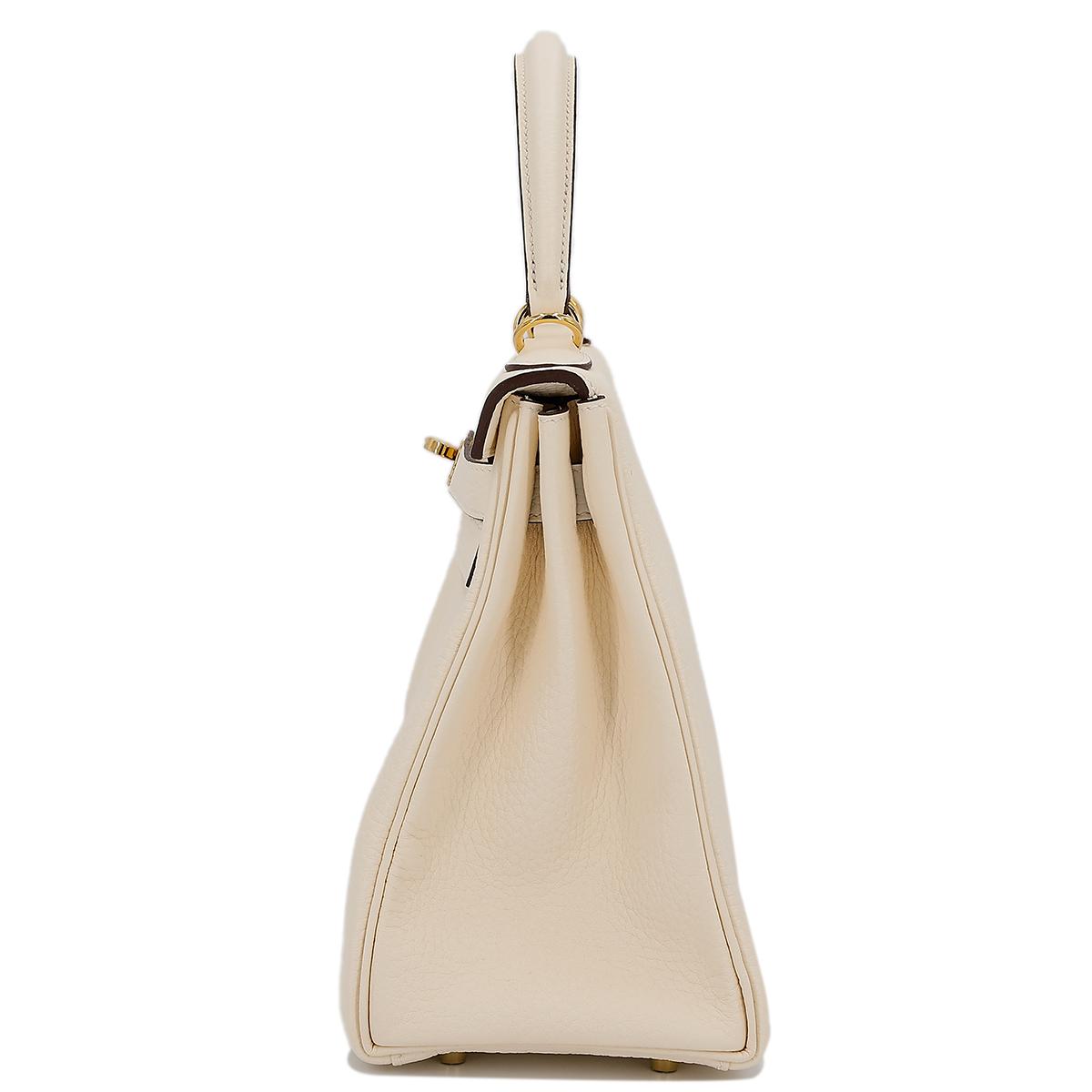 HERMÈS Kelly 28 handbag in Nata Clemence leather with Gold hardware - 4