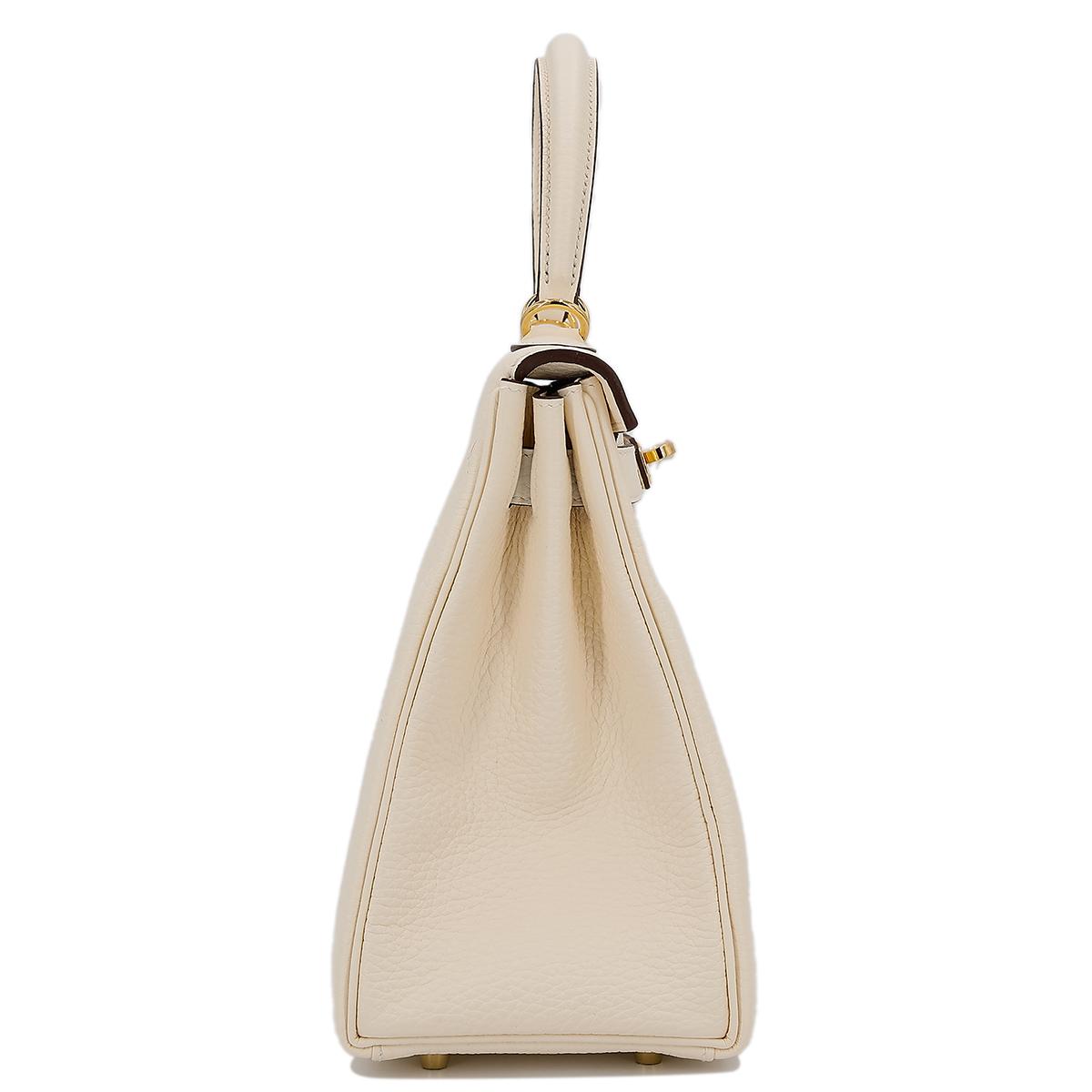 HERMÈS Kelly 28 handbag in Nata Clemence leather with Gold hardware - 5