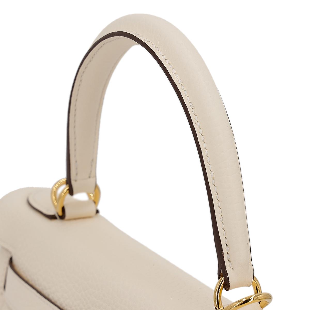 HERMÈS Kelly 28 handbag in Nata Clemence leather with Gold hardware - 6