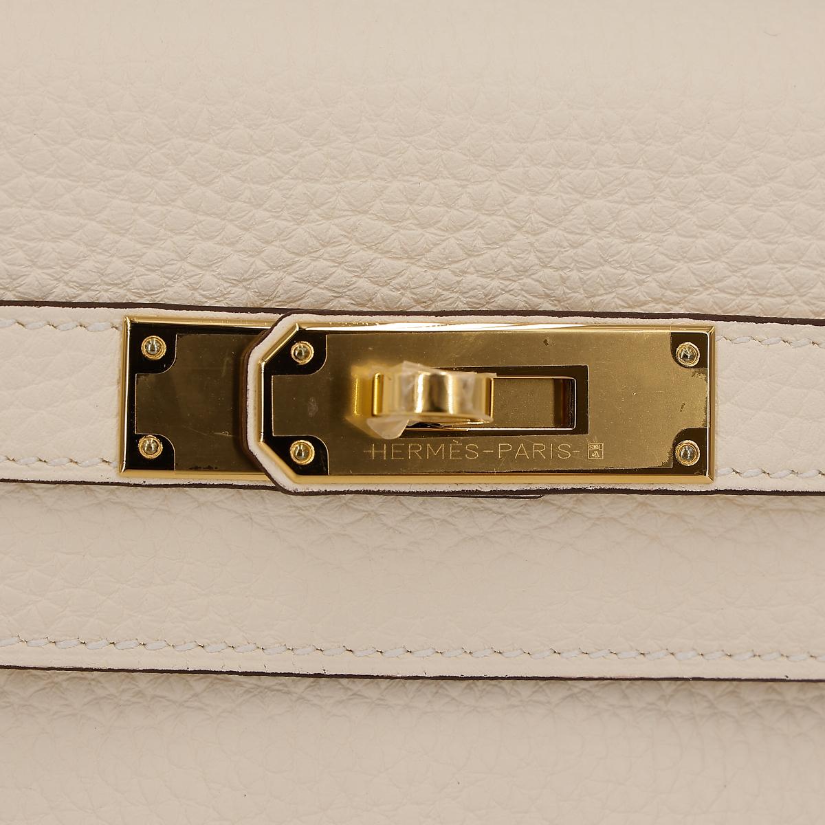 HERMÈS Kelly 28 handbag in Nata Clemence leather with Gold hardware - 12