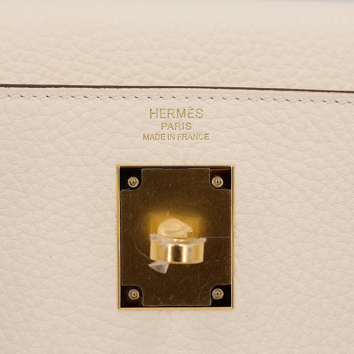 HERMÈS Kelly 28 handbag in Nata Clemence leather with Gold hardware - 13