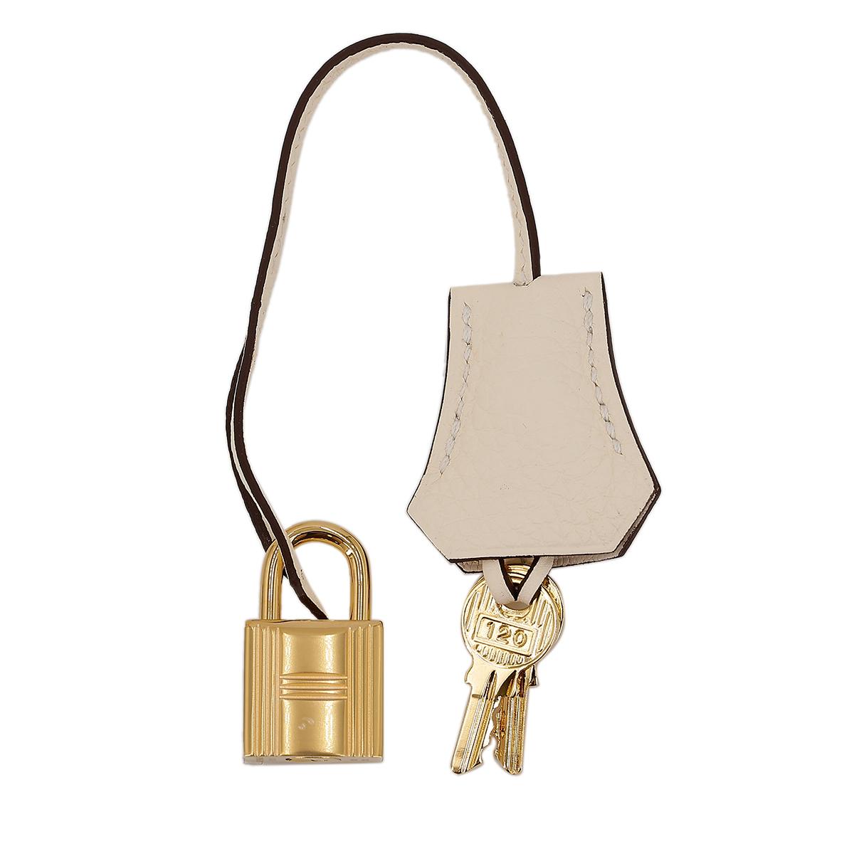 HERMÈS Kelly 28 handbag in Nata Clemence leather with Gold hardware - 19