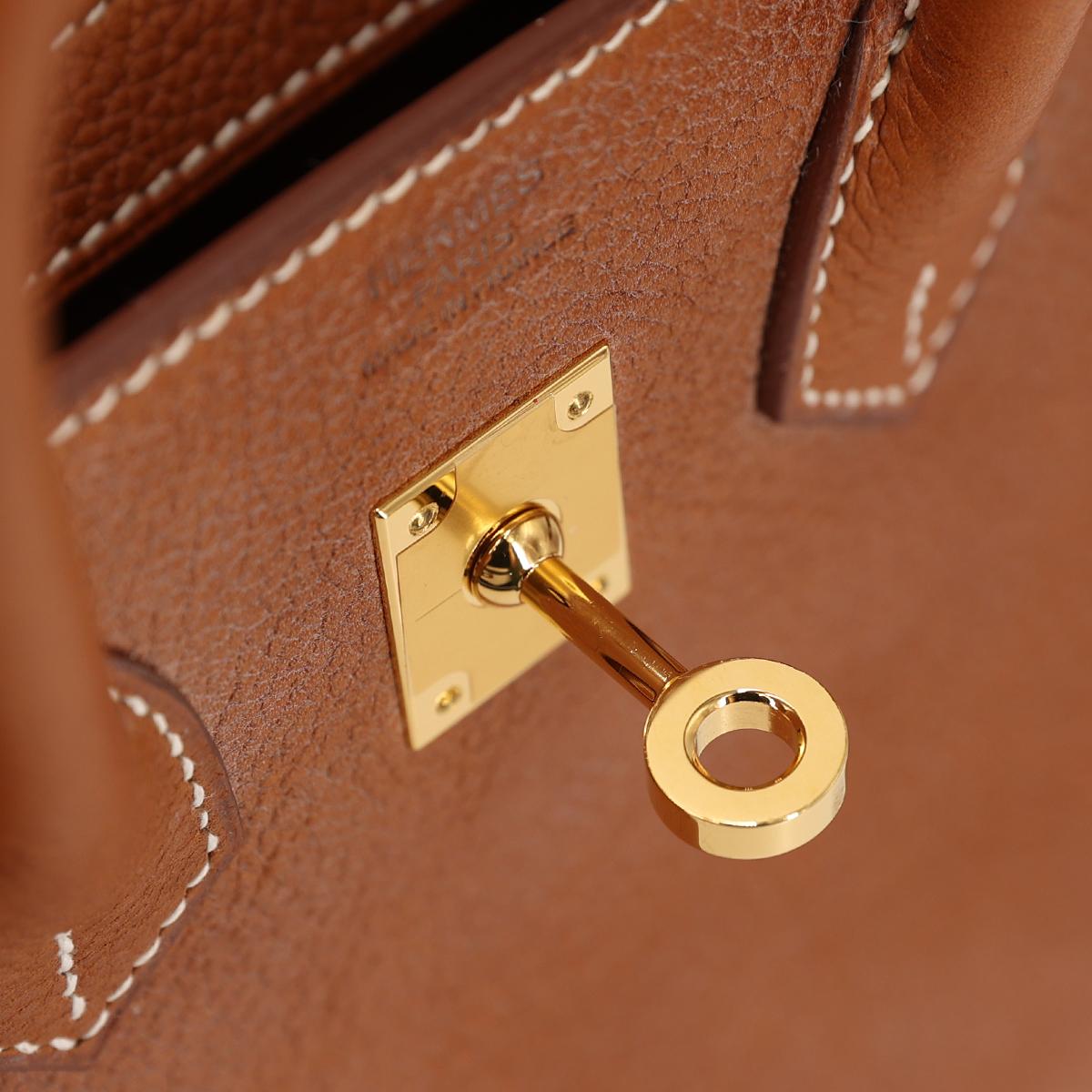 HERMÈS Birkin 25 handbag in Fauve Barenia Faubourg leather with Gold hardware - 10