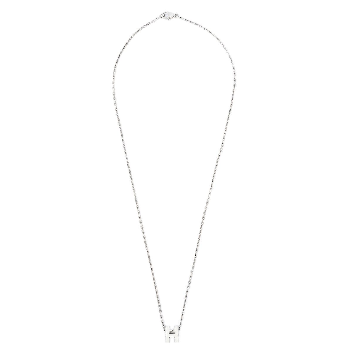 HERMÈS Mini Pop H pendant White lacquered metal with Palladium hardware - 2