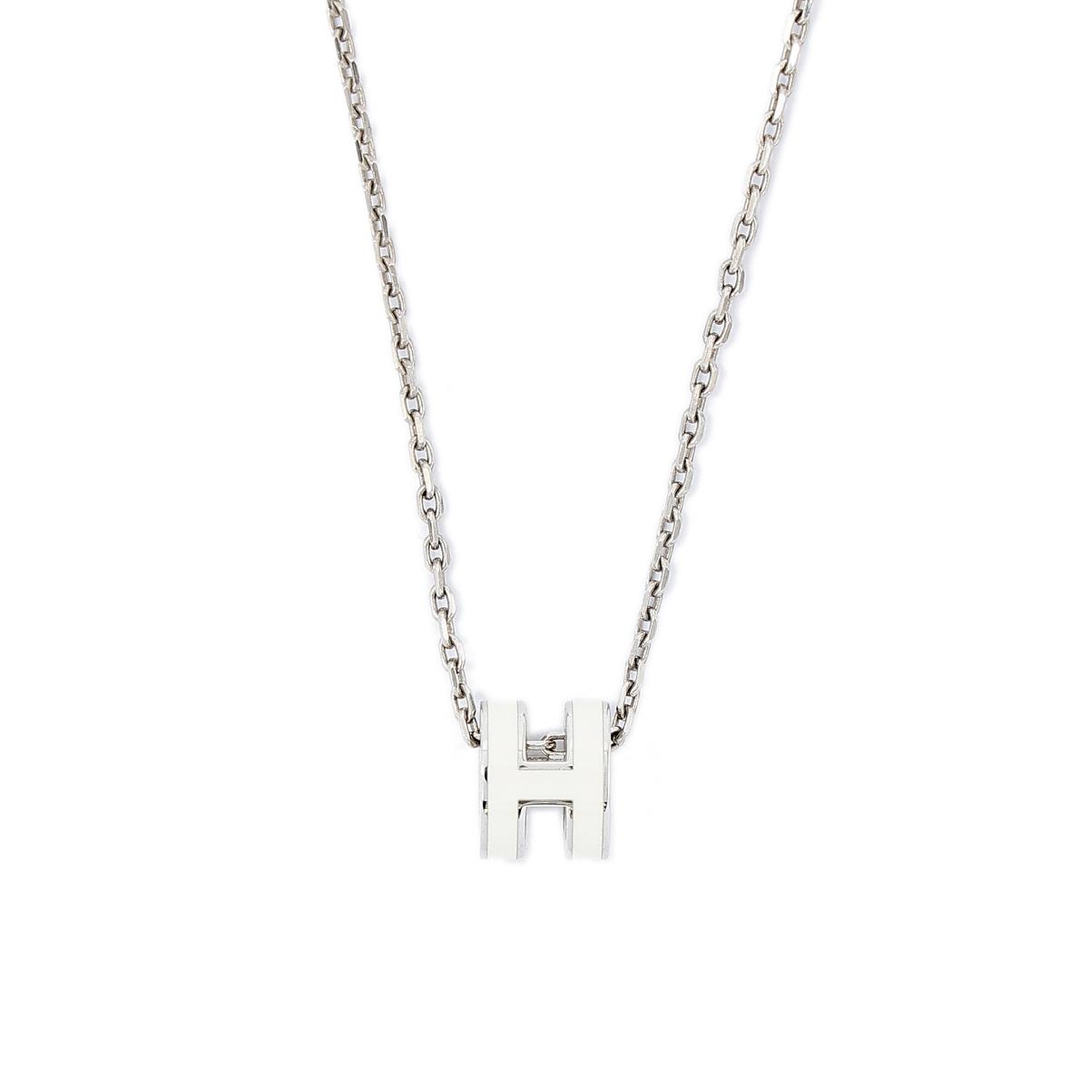 HERMÈS Mini Pop H pendant White lacquered metal with Palladium hardware - 4