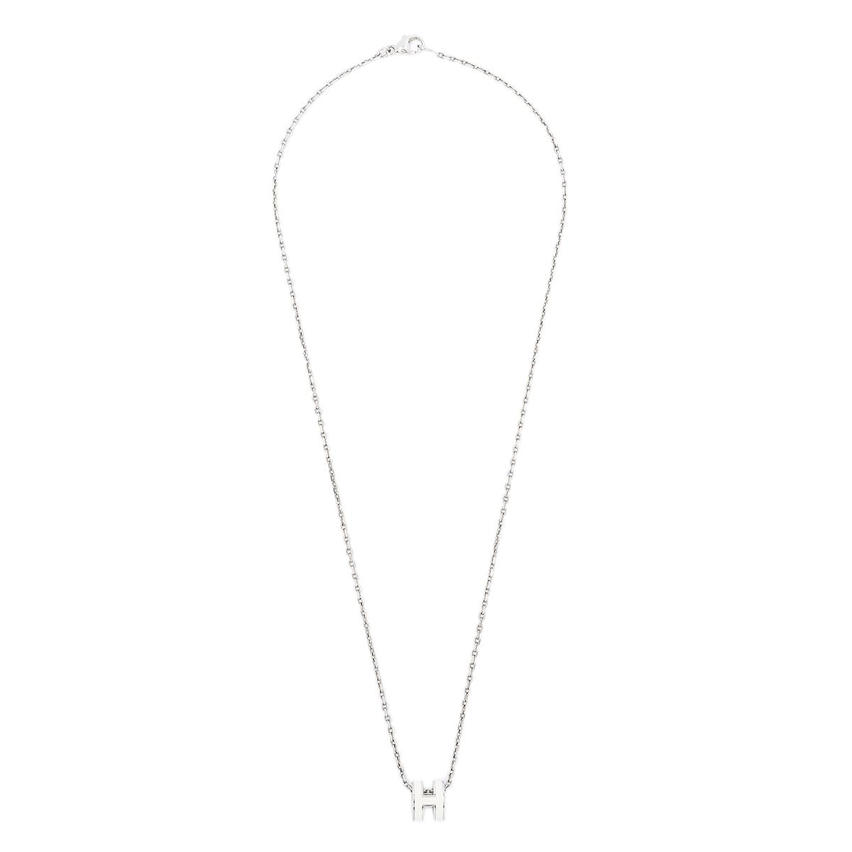 HERMÈS Mini Pop H pendant White lacquered metal with Palladium hardware - 1