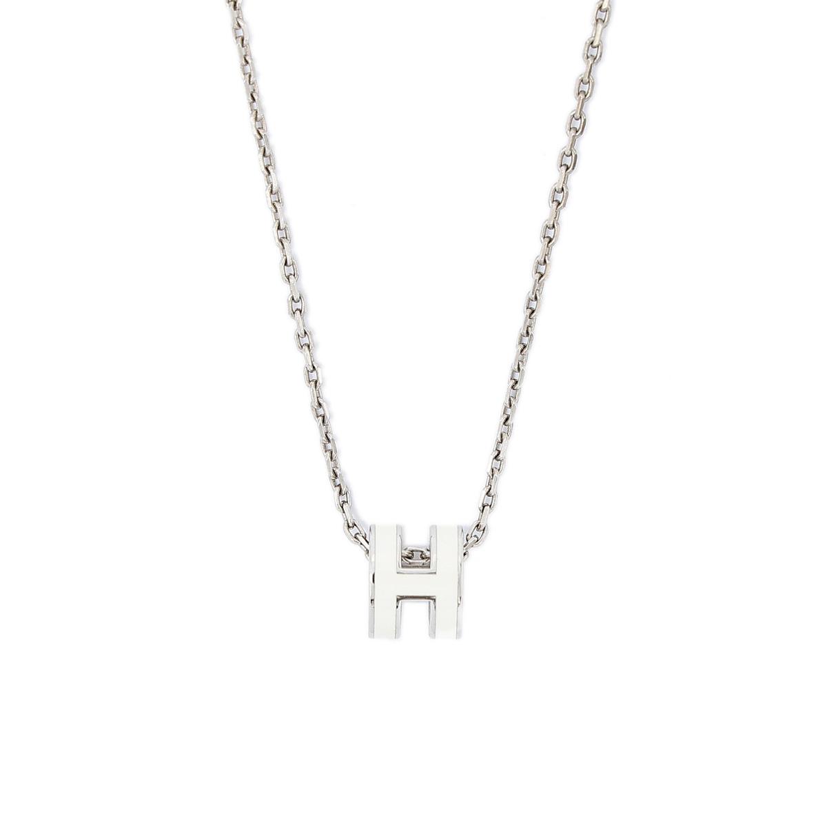 HERMÈS Mini Pop H pendant White lacquered metal with Palladium hardware - 5