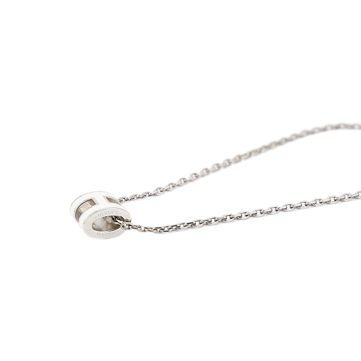 HERMÈS Mini Pop H pendant White lacquered metal with Palladium hardware - 7