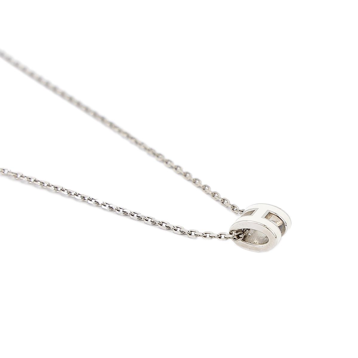 HERMÈS Mini Pop H pendant White lacquered metal with Palladium hardware - 6