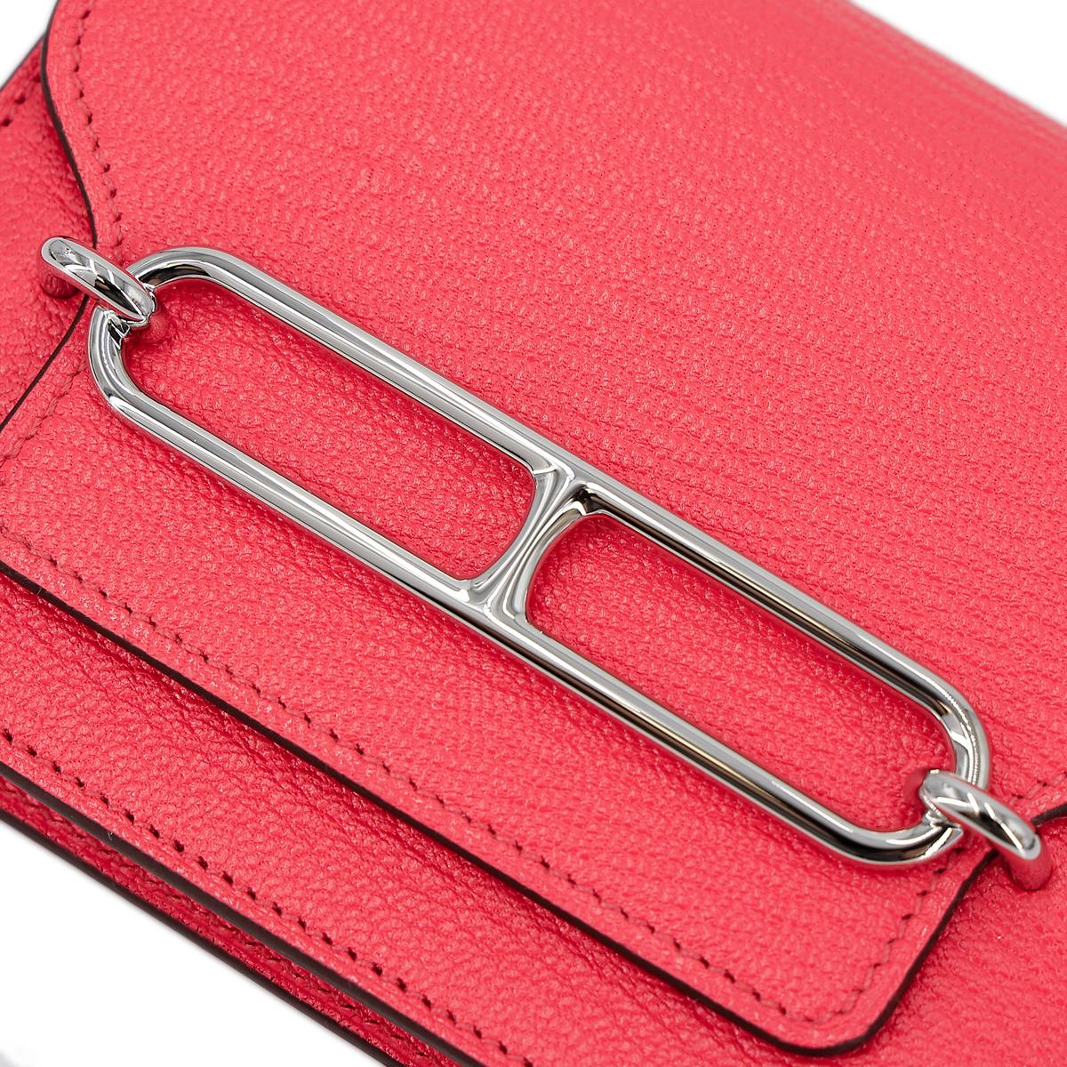 HERMÈS Roulis Slim wallet in Rose Texas Chevre leather with Palladium hardware - 11