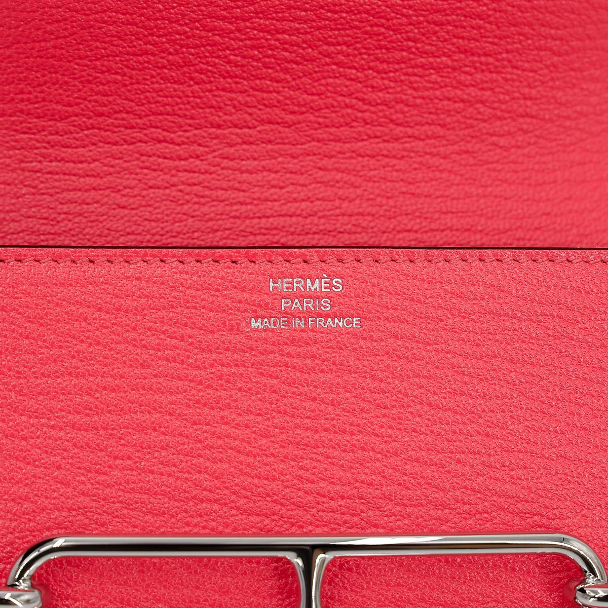 HERMÈS Roulis Slim wallet in Rose Texas Chevre leather with Palladium hardware - 13