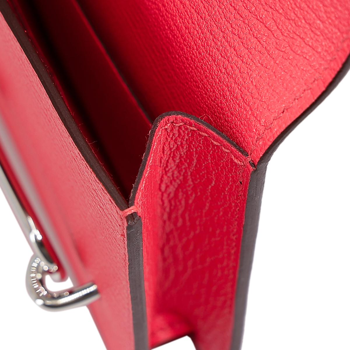 HERMÈS Roulis Slim wallet in Rose Texas Chevre leather with Palladium hardware - 15