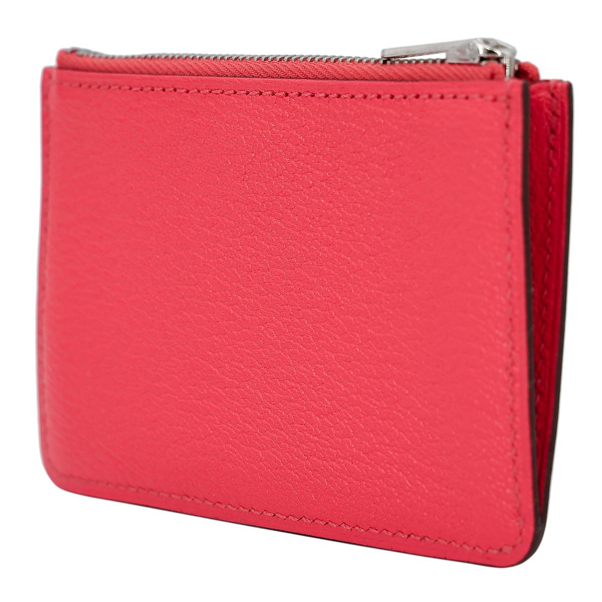 HERMÈS Roulis Slim wallet in Rose Texas Chevre leather with Palladium hardware - 19