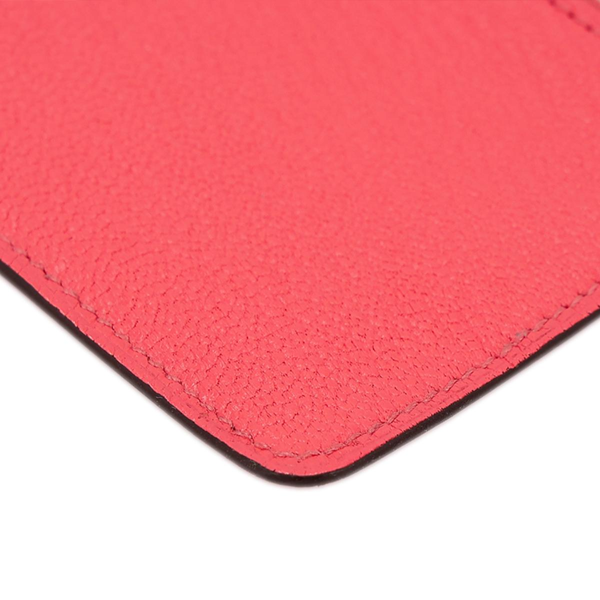 HERMÈS Roulis Slim wallet in Rose Texas Chevre leather with Palladium hardware - 24