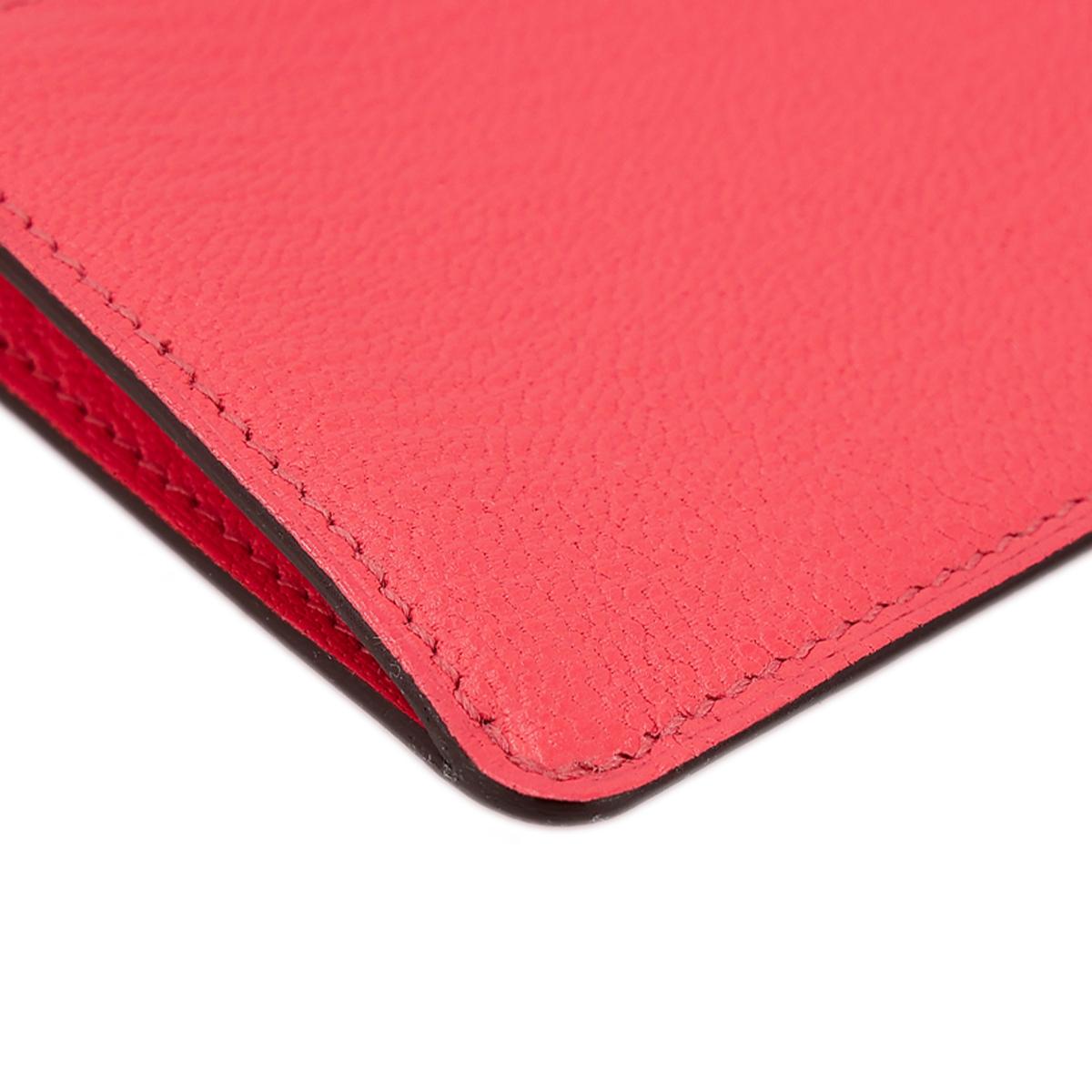 HERMÈS Roulis Slim wallet in Rose Texas Chevre leather with Palladium hardware - 23