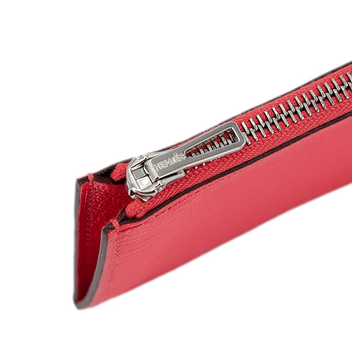 HERMÈS Roulis Slim wallet in Rose Texas Chevre leather with Palladium hardware - 25