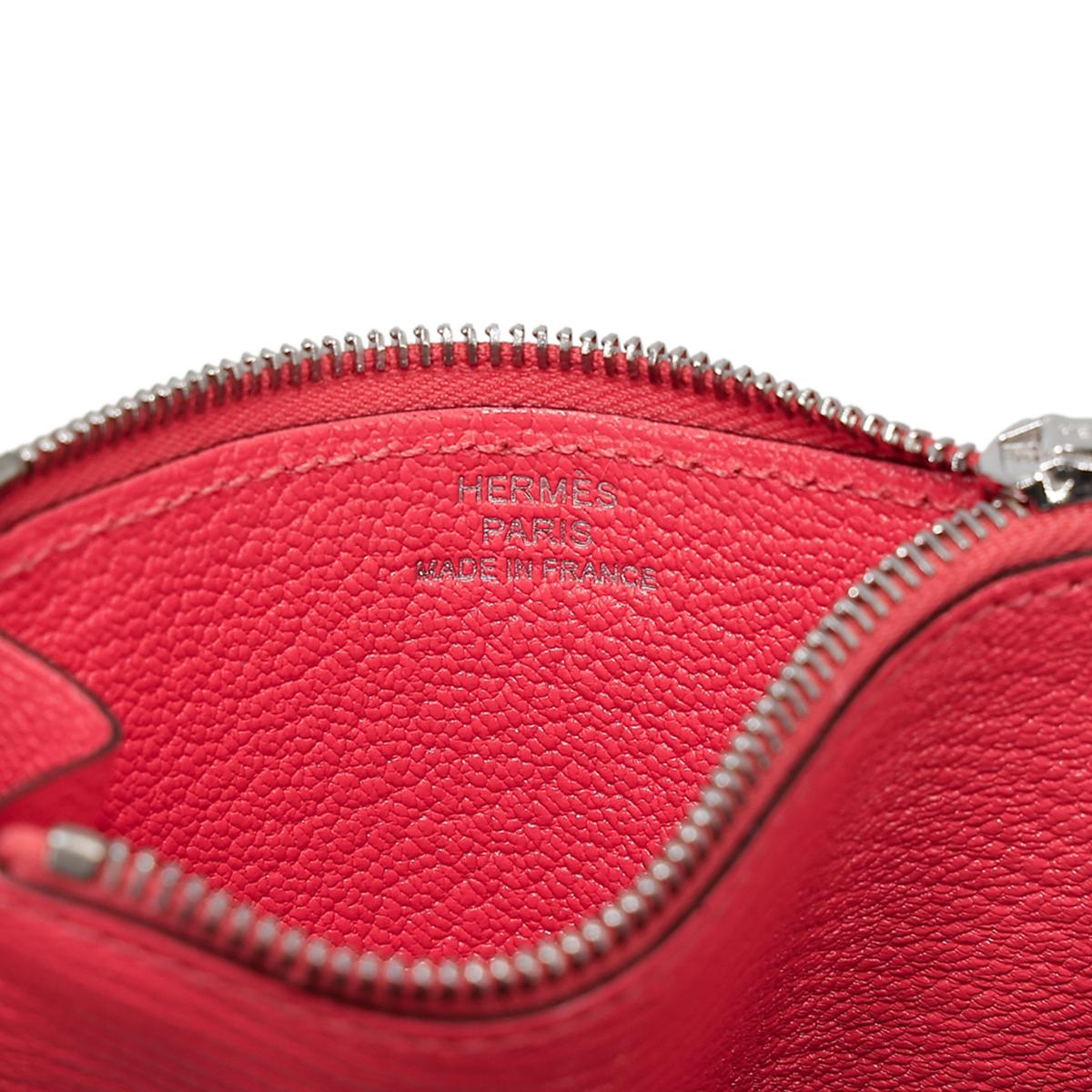 HERMÈS Roulis Slim wallet in Rose Texas Chevre leather with Palladium hardware - 27