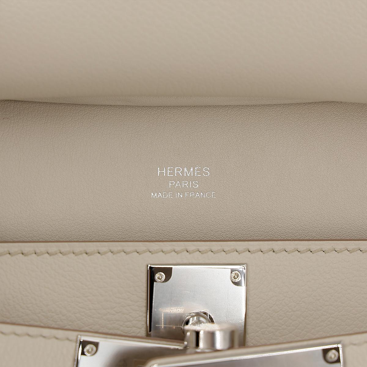 HERMÈS Jypsiere Mini shoulder bag in Beton Evercolor leather with Palladium hardware - 15
